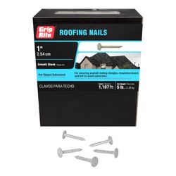 Grip-Rite 1 in. Roofing Hot-Dipped Galvanized Steel Nail Flat Head 5 lb