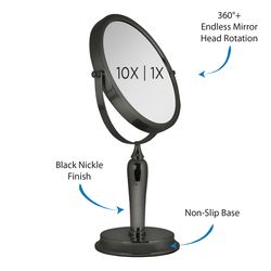 Zadro 14.13 in. H X 8.75 in. W Swivel Vanity Mirror Brushed Nickel Black