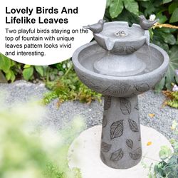 Glitzhome Polyresin/Stone Gray 26 in. H 2 Tiered Birdbath Outdoor Fountain