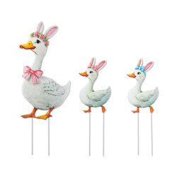 Glitzhome Easter Duck Family Yard Stake 3 each
