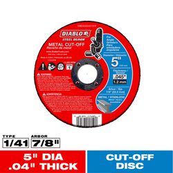 Diablo 5 in. D X 7/8 in. X 0.04 in. thick Aluminum Oxide Metal Cut-Off Disc 1 pk