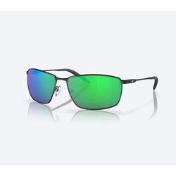 Costa Turret Sunglasses Unisex Matte Black Frame Green Mirror 580P Lens Polarized