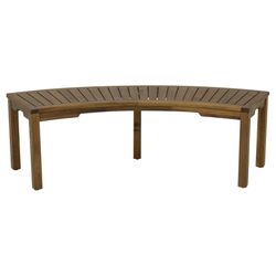 Living Accents Brown Wood Curved Outdoor Bench 17.25 in. H X 58.5 in. L X 15.75 in. D