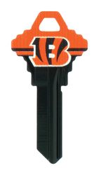 HILLMAN NFL Cincinnati Bengals House/Office Key Blank 68 Single For Schlage Locks Black/Orange