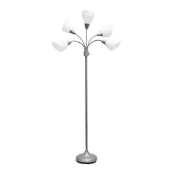 Simple Designs 67 in. Silver/White Floor Lamp