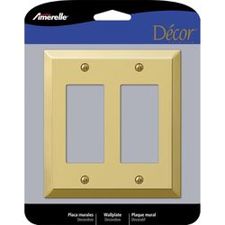Amerelle Century Polished Brass 2 gang Stamped Steel Decorator Wall Plate 1 pk