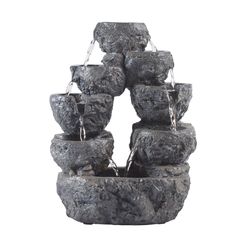 Alpine Polyresin Gray Fountain with LED Light