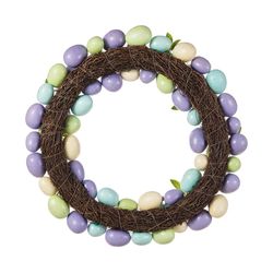 Glitzhome Easter Pastel Eggs Wreath 1 box 18 in.