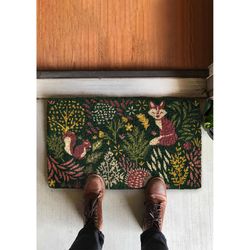 Entryways 30 in. W X 18 in. L Multi-Color Woodland Wonder Coir Door Mat