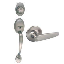 Design House Delavan Satin Nickel Entry Lock and Single Cylinder Deadbolt 1-3/4 in.
