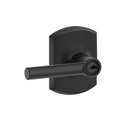 Schlage F Series Broadway/Greenwich Matte Black Entry Lever 1-3/4 in.