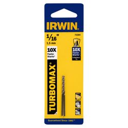 IRWIN Turbomax 1/16 in. X 1-7/8 in. L High Speed Steel Drill Bit Straight Shank 2 pc