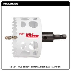 Milwaukee Hole Dozer 2-1/2 in. Bi-Metal 3.5 in. L X 3/8 in. D Hole Saw with Arbor and Pilot Bit Arbo