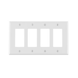 Leviton White 4 gang Thermoplastic Nylon Decorator Wall Plate 1 pk