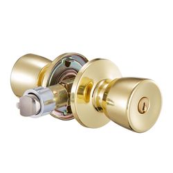 Ace Mobile Home Knob Polished Brass Entry Door Knob KW1 1-3/4 in.