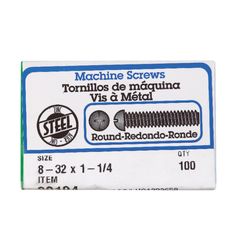 HILLMAN No. 8-32 Ga. X 1-1/4 in. L Combination Round Head Zinc-Plated Steel Machine Screws 100 pk