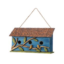 Glitzhome 8.5 in. H X 4.75 in. W X 15.75 in. L Metal and Wood Bird House