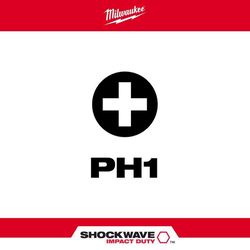 Milwaukee Shockwave Phillips #1 X 1 in. L Impact Insert Bit Steel 2 pk