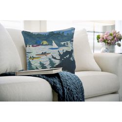 Liora Manne Blue Marina Olefin Throw Pillow 18 in. H X 7 in. W X 18 in. L