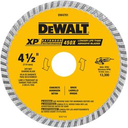 DEWALT XP Extended Performance 4-1/2 in. D X 7/8 in. Diamond Turbo Rim Saw Blade 1 pk