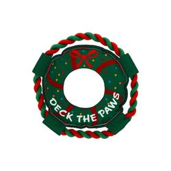 Pavilion Pavilion's Pets For Dog Green Canvas Christmas Wreath Squeak Dog Toy 10 1 pk