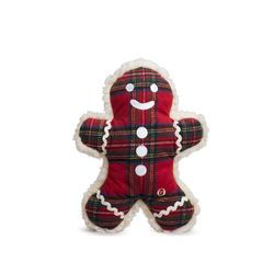HuggleHounds Huggle Fleece For Dog Red Fabric Plaid McButtons Jr. Dog Toy 1 pk