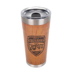 Camco Life is Better at the Campsite 20 oz Wrapped Multicolored BPA Free Insulated Tumbler with Trav