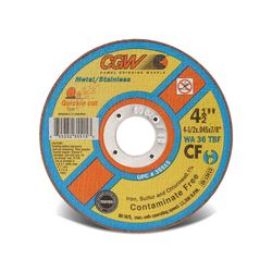 CGW 4-1/2 in. D X 7/8 in. X .045 in. thick Aluminum Oxide Cut-Off Wheel 1 pc