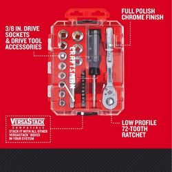 Craftsman 3/8 in. drive Metric 6 Point Nano Mechanic's Tool Set 24 pc
