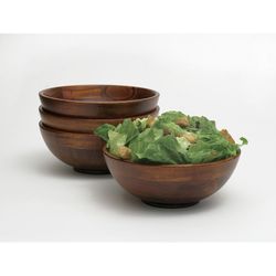 Lipper International 7 oz Wood Cherry Finish Bowl 7 in. D 4 pk