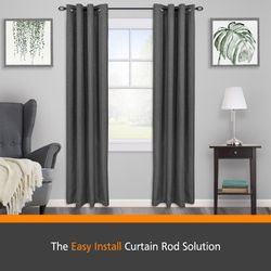 Kenney Fast Fit Black Modern/Contemporary Curtain Rod 36 in. L X 66 in. L