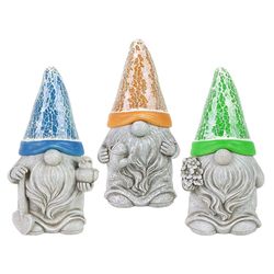 Exhart Assorted Resin 8 in. H Mosaic Hat Gnomes Solar Statue