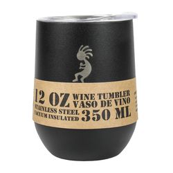 Aquapelli 12 oz Black BPA Free Vacuum Insulated Wine Tumbler