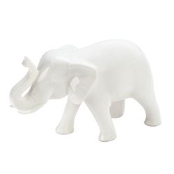 Accent Plus 4.75 in. H X 7.25 in. L White Playful Elephant Ceramic Statue