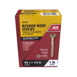 Ace No. 6 X 1-1/4 in. L Phillips Yellow Zinc Coarse Wood Screws 238 pk
