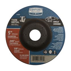 Century Drill & Tool 5 in. D X 7/8 in. X .045 in. thick Metal Grinding Wheel 1 pc