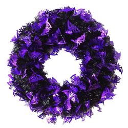 FC Young 17 in. 2 Assorted Designs- Tinsel Pumpkin/Bat Wreath