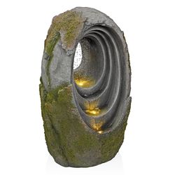 Alpine Resin/Stone Powder/Sand Assorted 32 in. H Oval Rainforest Fountain with LED Light