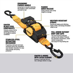 DeWalt 2 in. W X 10 ft. L Retractable Ratchet 1100 lb 2 pk