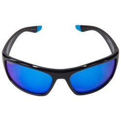 Seachoice Cascades Sunglasses Unisex Shiny Black Frame Blue Mirror Lens Polarized