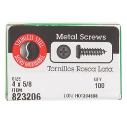 HILLMAN No. 6 Ga. X 5/8 in. L Phillips Pan Head Sheet Metal Screws 100 pk