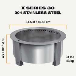 Breeo X Series 30 Stainless Smokeless Fire Pit 30 in. W Stainless Steel Outdoor Round Wood Fire Pit