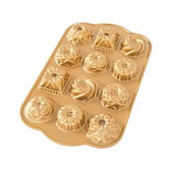 Nordic Ware 7 in. W X 12 in. L Charms Cakelet Pan Gold 1 pc