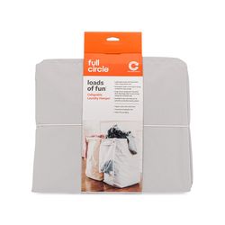 Full Circle Loads Of Fun Gray Cotton Collapsible Clothes Hamper