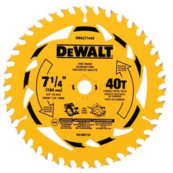 DeWalt 7-1/4 in. D X 5/8 in. Tungsten Carbide Tipped Circular Saw Blade 40 teeth 1 pc