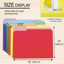 Bazic Products Assorted Tabbed File Folder 6 pk