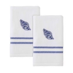 Avanti Linens Blue/White Cotton Conch Fingertip Towel 2 pc