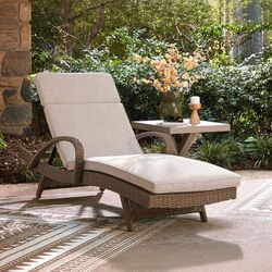 Signature Design by Ashley Carmel Bay Brown Aluminum Frame Casual Chaise Lounge Beige