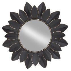 Tripar 2 in. H X 31.9 in. W Matte Black/Gold Metal Wall Mirror
