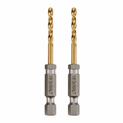 DeWalt Impact Ready 1/8 in. X 2-5/8 in. L Titanium Drill Bit Hex Shank 2 pk